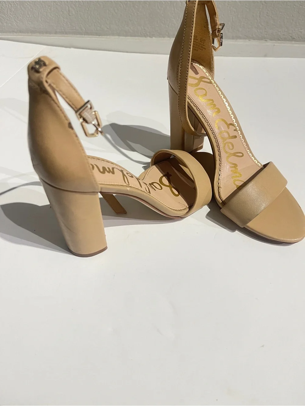 Sam Edelman Beige Tan Block Heel Sandals